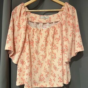 LOFT Peach Floral Blouse
